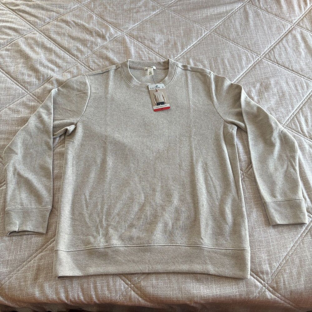 NWT G.H. Bass Men's Oatmeal Beige Textured Long Sleeve Sweatshirt Size M